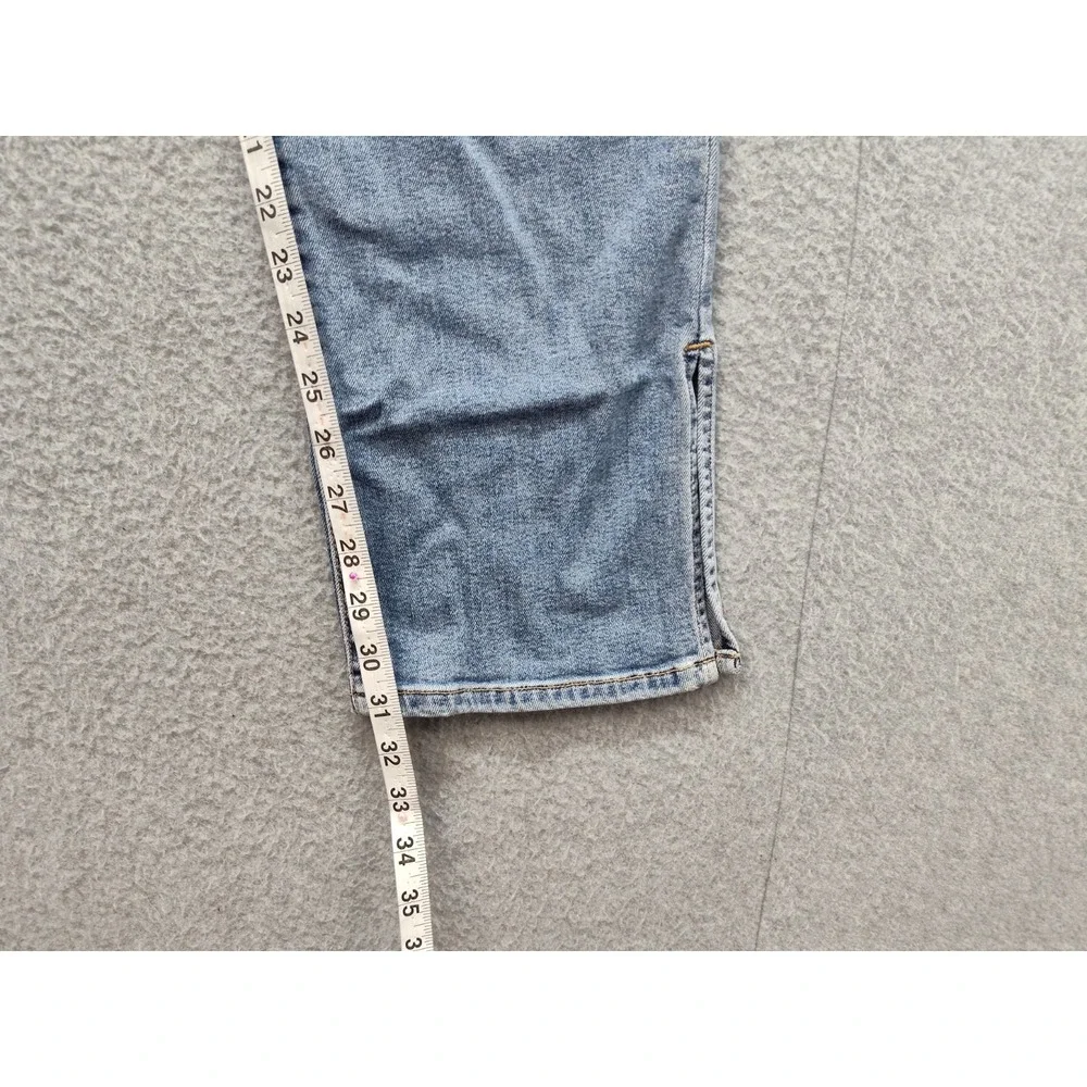Fashion Nova Women Jeans 13 Blue 5 Pocket Side Slit High Rise Straight Leg Denim